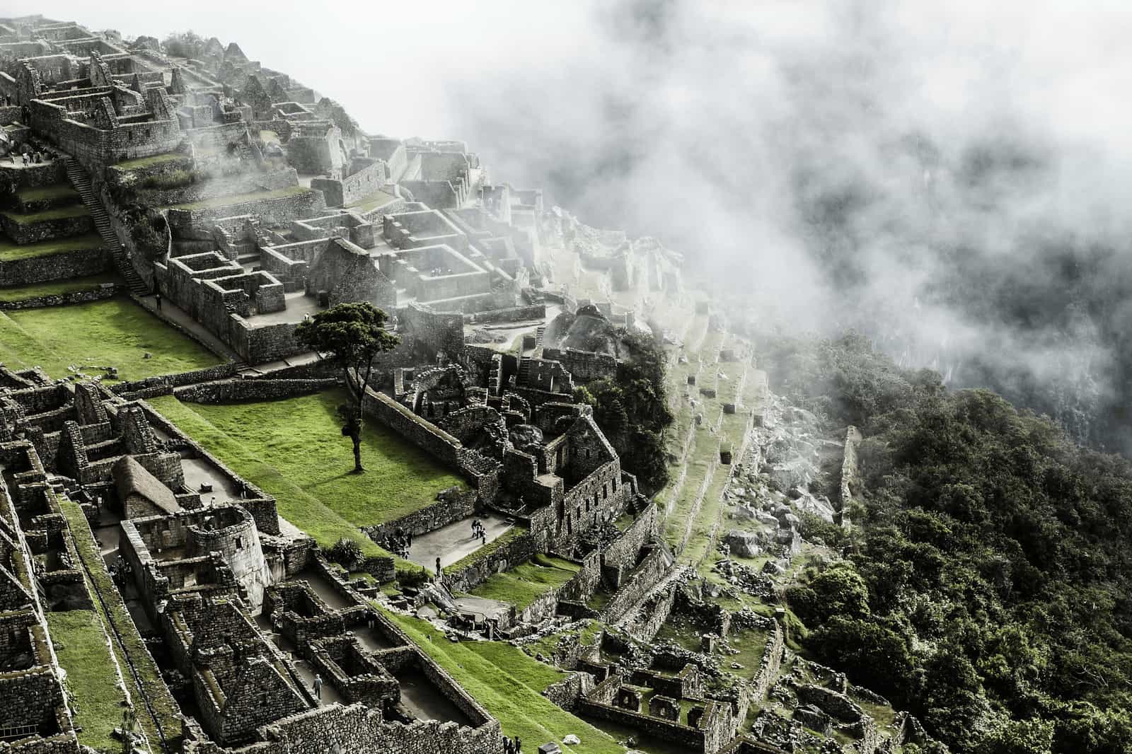 Trekkers on the Inca Trail high in the Andes
